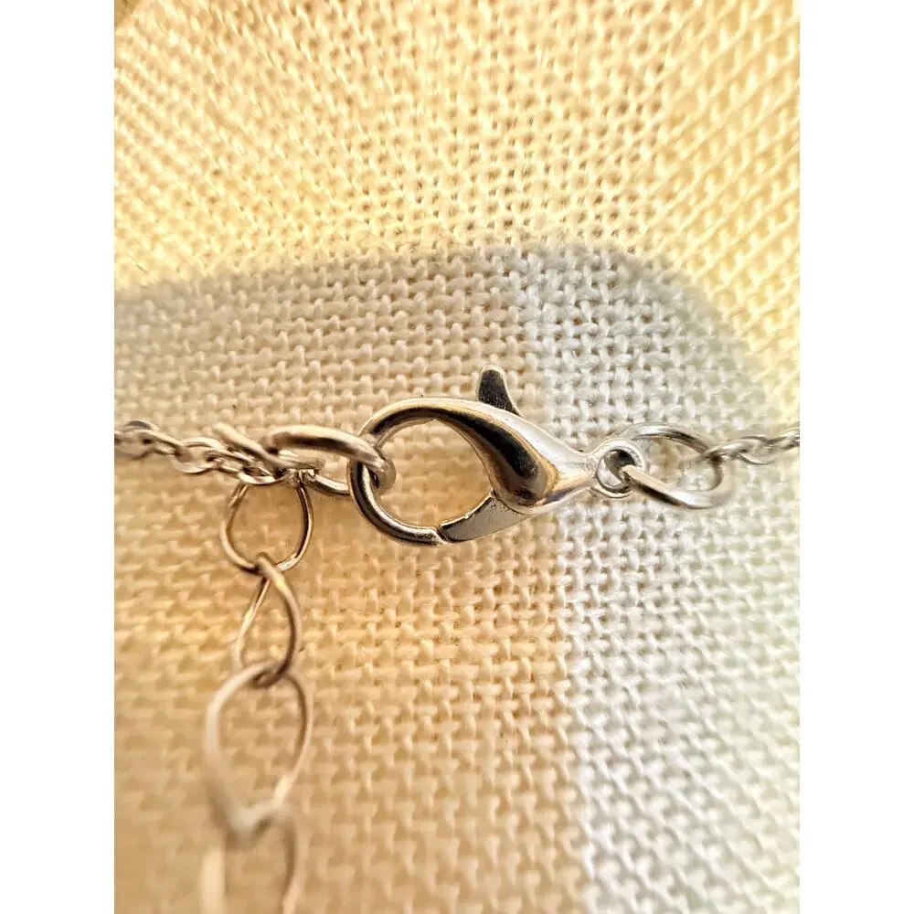 Vintage Silver Tone Cross Charm Necklace 16”